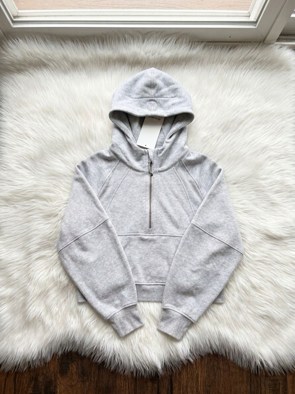 lululemon Scuba Light Gray Half-Zip Hooded Sweater
